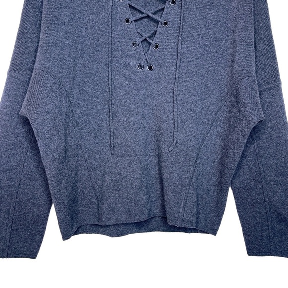 VINCE Merino Wool and Cashmere Lace Front Sweater Size XS in Charcoal Gray - Picture 6 of 11